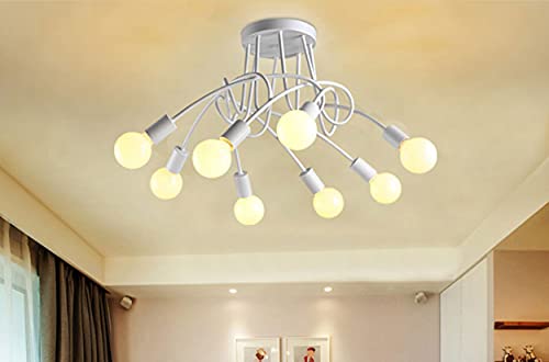 KRIPINC Lampada da Soffitto Bianco a 8 Luce Semi