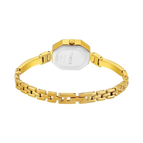 Image of TIMEX Analog Watch for Women with Silver Tone Octagonal Dial & Gold Brass Bracelet Band Water Resistant Women's Wrist Watches - TWEL195SMU01