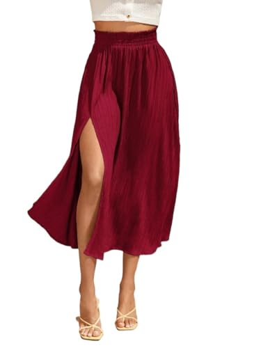 Women's Elegant Paperbag Waist Slit Skirt Long Skirts