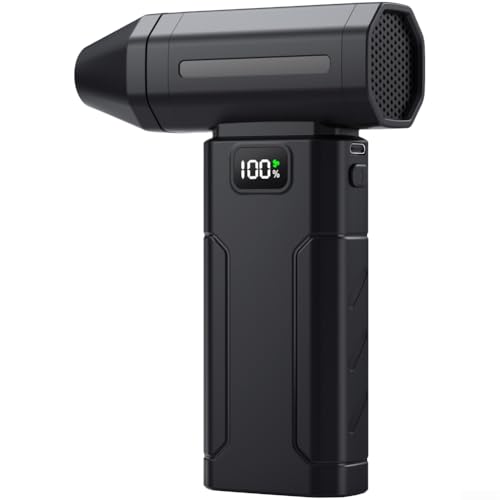 Yuanpgky Plumero de aire comprimido – Soplador de ventilador turbo violento inalámbrico de 100,000 rpm, ventilador violento eléctrico ajustable de 5 velocidades, recargable, para limpiador de coche