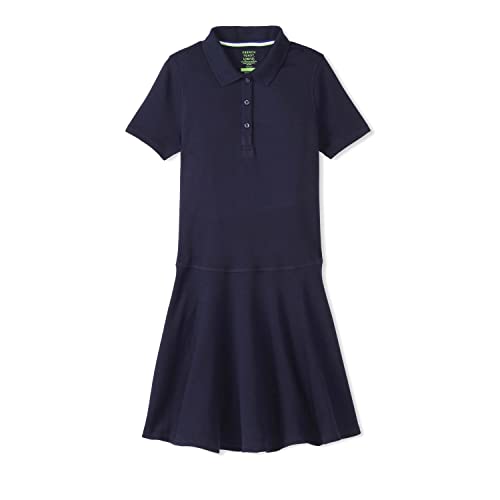 French Toast Girls' One Size Adaptive Short Sleeve Polo Dress with Hidden Hook and Loop Placket Closure