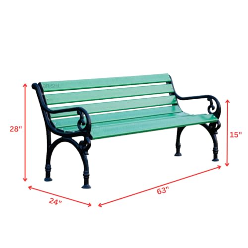 Image of BRISHI 3 Seater Cast Iron FRP Garden Bench for Indoor & Outdoor Park /Patio /Living Room /Terrace /Balcony (Green + Black)
