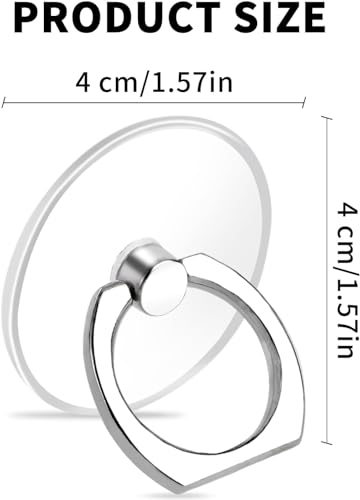 Image of KolorFish Transparent Phone Ring Stand Holder Mobile Phone Ring Holder Finger Grip 360 Degree Rotation (Transparent Round)