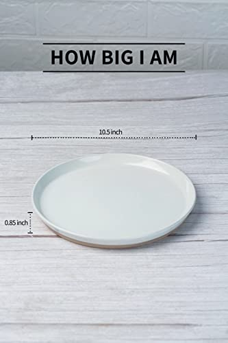 Famiware Saturn 6 Pieces Dinner Plates, 10.5 Inch Plate Set, Scratch Resistant, Stoneware Dinnerware, Kitchen Modern Rustic Serving Dishes, White #TOP5