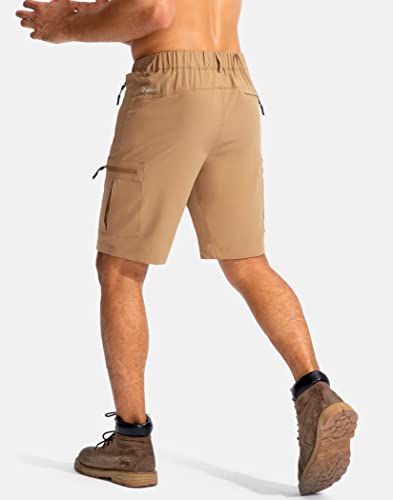 Pudolla Men's Hiking Cargo Shorts 9" Lightweight Outdoor Work Shorts For Men Travel Golf Camping Casual With 5 Zipper Pockets(Dark Khaki X-Large) #TOP2