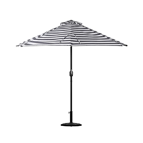 WestinTrends Lanai 9 Ft Outdoor Patio Half Umbrella, Small Grill Deck Porch Balcony Shade Umbrella with Crank, Black/White