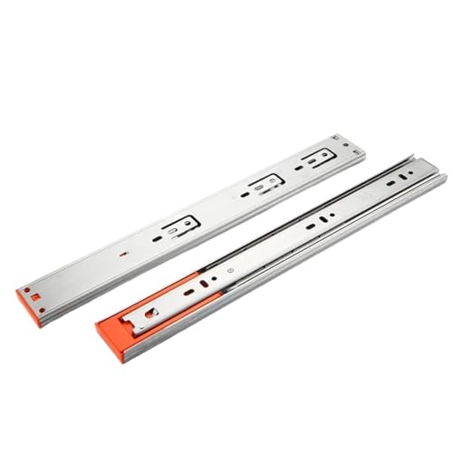 サイドマウントボールベアリング引き出しスライド 10-20インチ ペア引き出し 3セクションレール ダンピングバッファースライド キーボードトレイ サイレントキャビネット ステンレススチールスライド(16 inch 400mm)