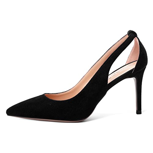 MERRORI Womens Dress Slip On Suede Dating Pointed Toe Dress Stiletto High Heel Pumps Shoes 3.3 Inch3