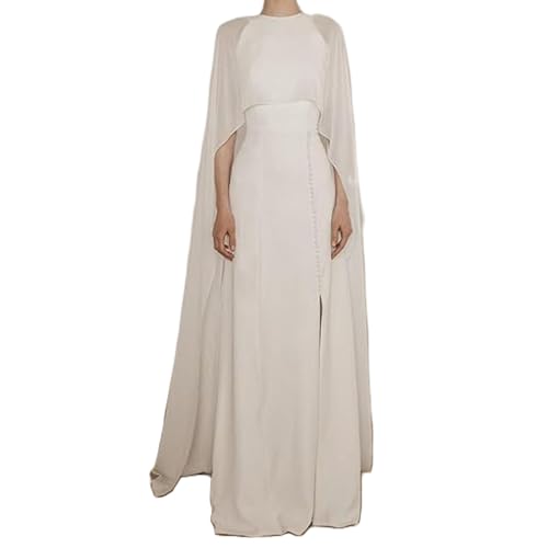 BABWWNIX Capelets for Women Chiffon Shawl Wraps Cape Mesh Sheer Poncho Top for Evening Dress Wedding Party Capes Cover Up (White One Size)