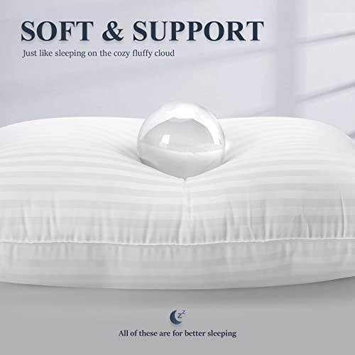 Image of Reliance Fiber Filled Sleeping Pillow | Soft & Supportive | Neck Support Pillows | Fiber Sleeping Pillow Polyster Fabric | Stripe White | Reliance Fiber | Pack of 2 (27 x 17 Inches)