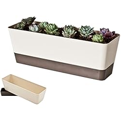 Macetas Rectangular Balcon QPY Macetas de Caja de Ventana, macetas de Ventana rectangulares de plástico macetas de Flores macetas con platillo para jardín balcón Interior Exterior