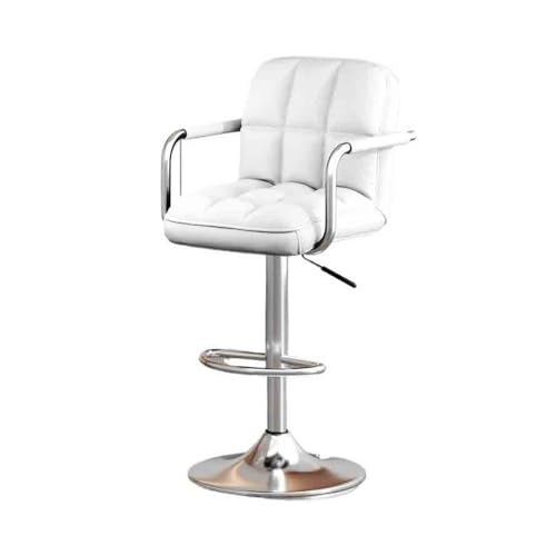 Taburete de isla Taburete de bar ligero lujo con respaldo alto, silla alta giratoria elevación for el hogar, taburetes altos modernos para comedor(Blanco)
