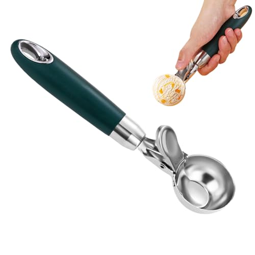 Cuchara de masa para galletas, palas de hielo para congelador, acero inoxidable 304 resistente, mango ergonómico, medición de porciones, raspador para mousse