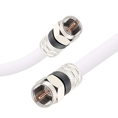 Postta Cabo coaxial digital (1,8 m) cabo RG6 branco blindado quádruplo com conectores F-macho