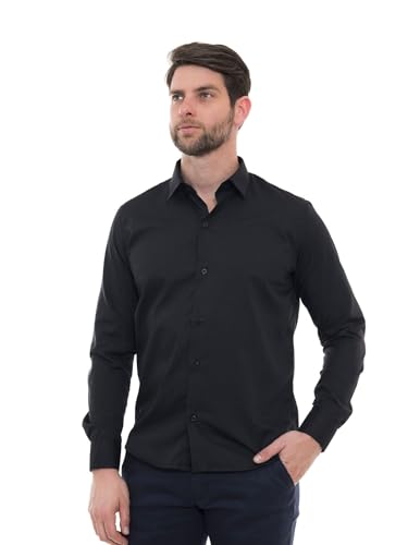 Camisa Social Masculina Manga Longa Slim Preto XGG