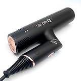 SRILabs DryQ “Smart” Hair Dryer - Super Lightweight, Foldable - Powerful, Quiet Motor - Infrared and Ionic Technology - 3 Magnetic Attachments - Heat Control with Locking Switch