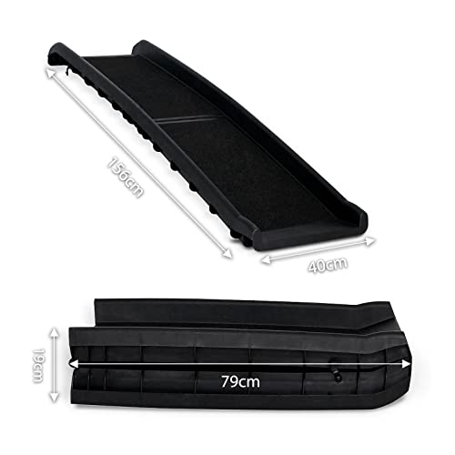 lionto Hunderampe, Autorampe, Klappbar, bis 90 kg, 156 x 40 cm, Schwarz