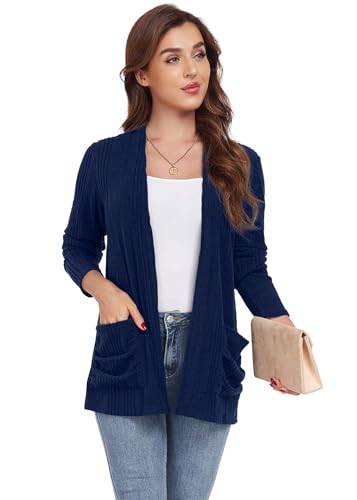 Image of GRECERELLE Womens Long Sleeve Lightweight Open Front V-Neck Casual Cardigan Sweaters Outerwear with Pockets 2025, S-2XL
