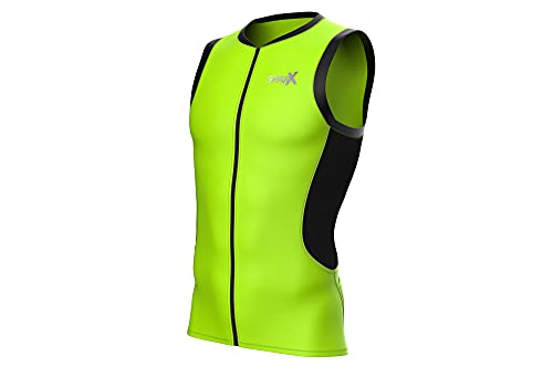 Sparx MenTri Tank Performance Triathlon Top Tri Singlet Men Swim Bike Run (Green, XL)