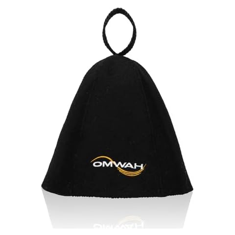 OMWAH Sauna Hat for Women and Men, 100% Wool Handmade Premium Banya Hat, Protect Hair and Stay in Sauna Longer, Enhance Sauna Benefits & Regulate Temperature, Gift for Sauna Users, Sauna (Black) Cover
