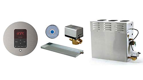 CT Day Spa Steam Generator with I Tempo Plus Control In Round Brushed Nickel - Autoflush Valve - Drain Pan and CT On/Off switch (12 KW)