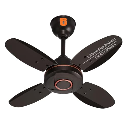 Image of Small Ceiling Fan 4 Blade Indoor Fan High-Speed 2-Year Warranty Small Fan for Kitchen, Balcony & Small Room (24 Inch)