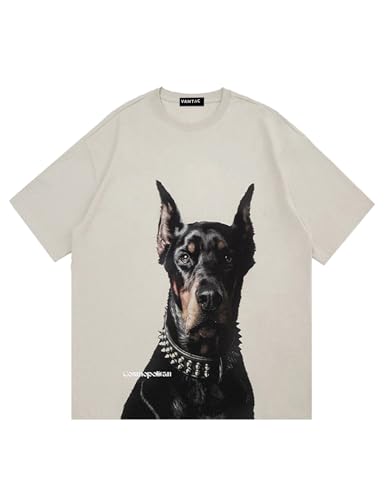 Vamtac Mens Oversized Doberman Graphic Tees Shirt Casual Summer Tops Streetwear Aesthetic T-Shirt Unisex