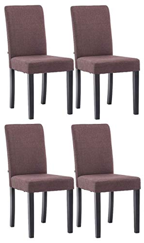 Clp Set De 4 Sillas De Comedor Ina Acolchadas En Tela I Juego De 4 Butacas De Sala Con Base De Madera, Color:Marrón, Color Del Marco:Negro Clp Set De 4 Sillas De Comedor Ina Acolchadas En Tela I Juego De 4 Butacas De Sala Con Base De Madera, Color:Marrón, Color Del Marco:Negro
