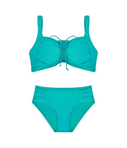 Costume da Bagno Grande Taglia per Donna, Costume da Bagno con Controllo della Pancia, Bikini Push-up con Top e Slip a Vita Alta, Set Due Pezzi Grande Taglia (XL, TH302-Green)