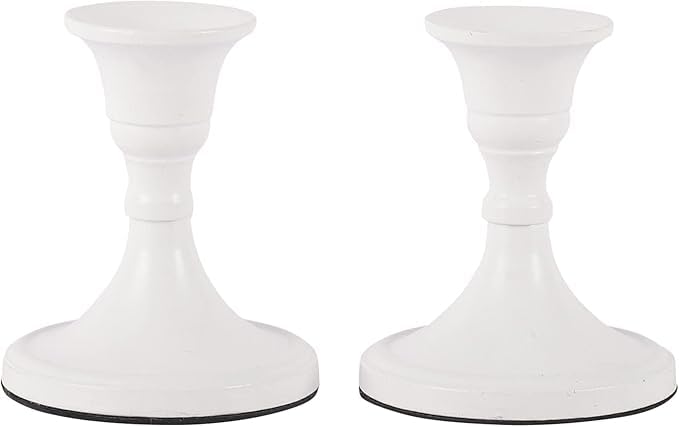 ATK_Mini Candlestick Holders Set 2 Pcs,Taper Candle Holders, Candle Holders, candle holders for table centerpiece for Wedding, Festival, Party & Festival Decor (Metal, White)