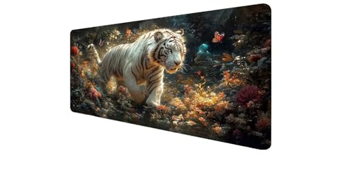 Tapis de souris XXL tigre 120x60 cm pour grand bureau gaming et PC portable imperméable