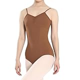 ZYXWVU Maillot Danza Ballet sin Mangas Leotardos Gimnasia Ritmica para Mujer, C20-marrón,L