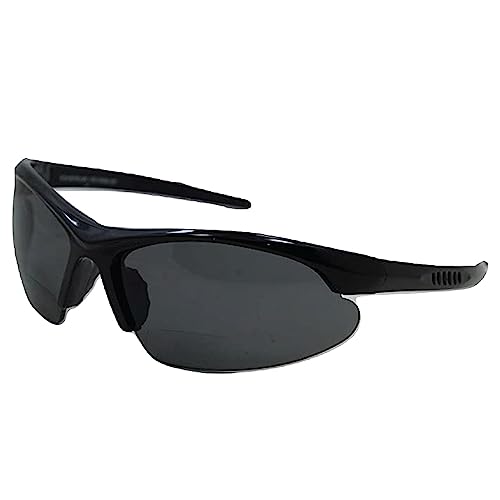 In Style Eyes Blazin' Mawi Wrap Around Bifocal Reading Sunglasses - Semi-rimless, Browline Frame - Polarized Lens