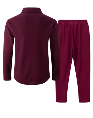 Mens Sweatsuits 2 Piece Set Jacket Top and Casual Pants Set Fall Fashion Sweatsuits Waffle Plaid Jacquard Outfits4