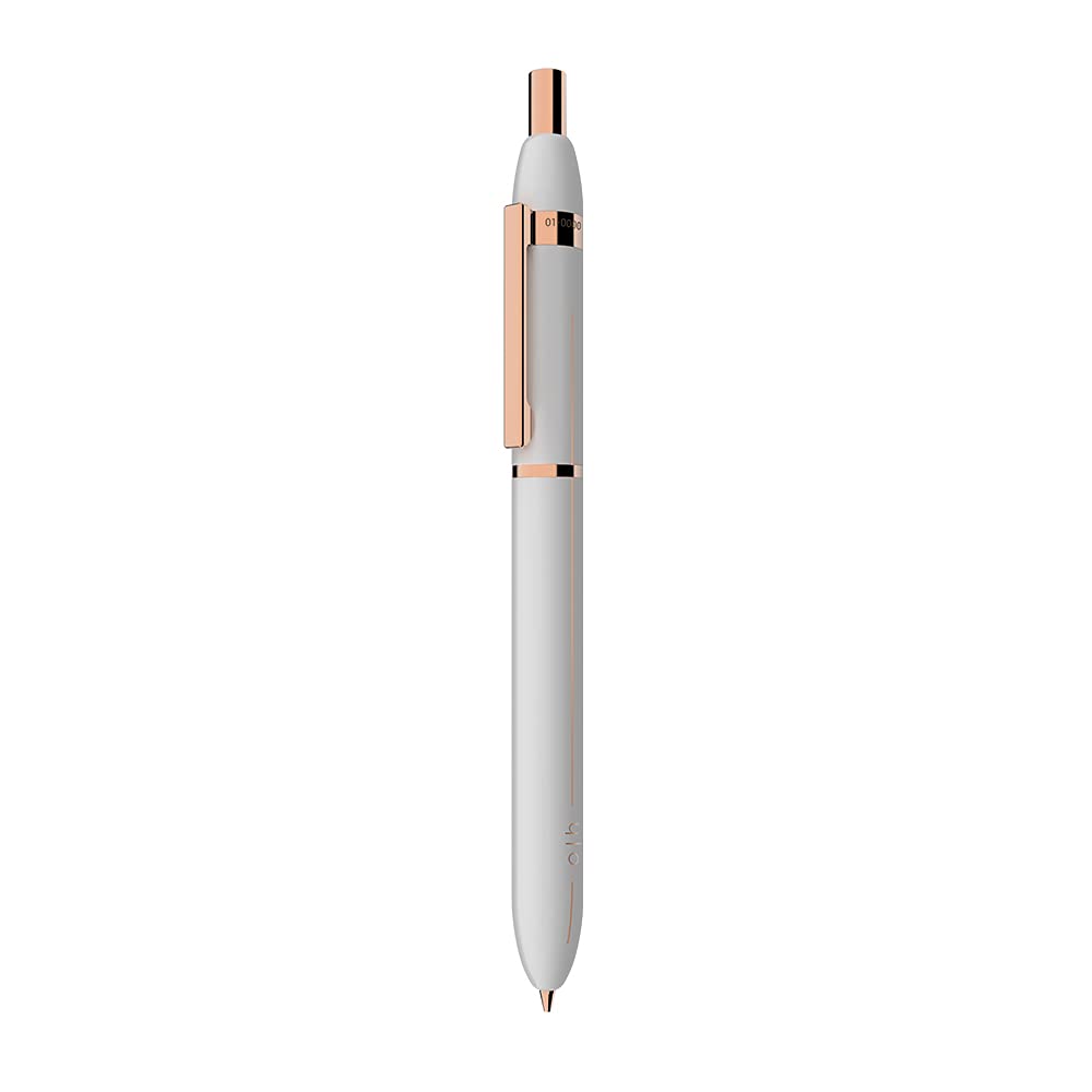 Otto Hutt design 03 Druckbleistift 002-18799 – Bleistift aus Messing Vollmaterial in der Farbe Weiß – Mit 0,7-Millimeter-Minen und Radiergummi