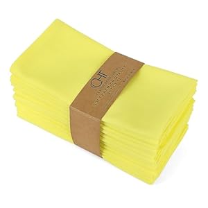 Natural Cotton Linen Napkin Set of 12 18×18 inch Dinner Napkins – Washable Soft Premium Hotel Quality Reusable Hemmed Edges Napkins Perfect Table Linens for Family Dinners, Weddings CHT (Lemon)
