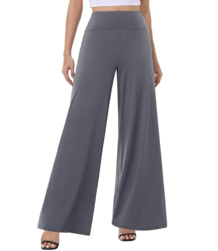 Image of ZOOSIXX Palazzo Wide Leg Pants for Women - High Waist Casual Beach Lounge Pants Loose Flowy Pants Stretchy Trousers