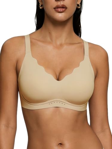 Image of As Fairy Wireless Bras for Women Jelly Push Up Scalloped T-Shirt Bra