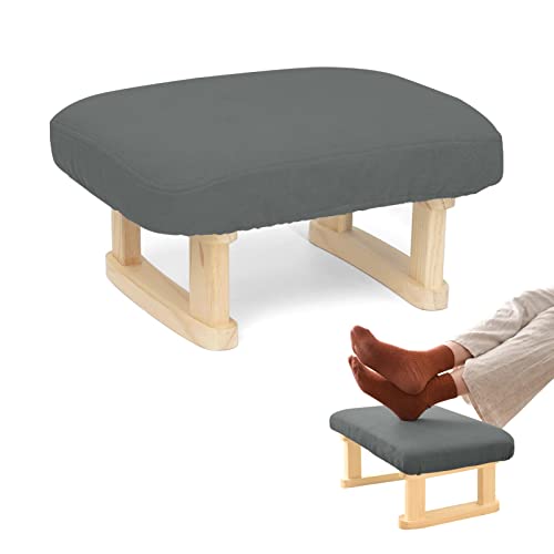 TANOSAN Petit marchepied en bois de 40,6 cm avec coussinet antidérapant, repose-pieds rectangulaire pour canapé, bureau, chambre à coucher (gris)