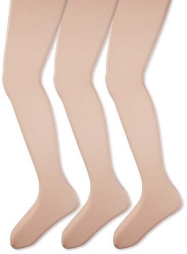 Jefferies Socks Little Girls' Jr. Miss Pantyhose 3 Pair Pack, Neutral, 10-14 Years