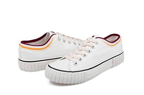 Hotroad Damen Fashion Canvas Sneaker Low Top Mid Top, Weiß / 38 EU Women Cover