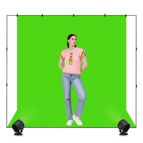 Image of 8x12 Ft. Green Screen Backdrop Background Curtain for Photography, Live Streaming, Zoom Meetings, VFX Editing, YouTube, FB Short, Instagram Reels