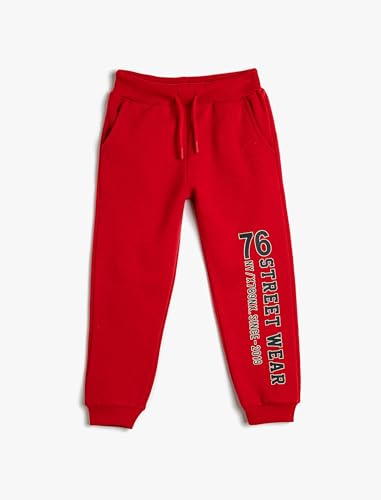 Pantalones de chándal niños rojos Koton jogger de algodón con bolsillos 1