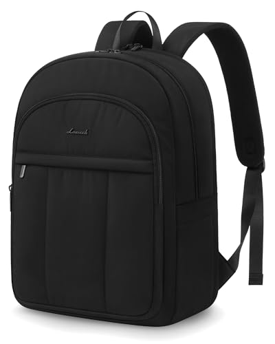 LOVEVOOK Laptop Backpack for Women, Puffer Travel Bag Fits 15.6 Inch Laptop, Lightweight Work Daypack for Teacher Nurse, Water-resistant College Bookbag, Black