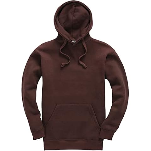 Plain Pullover Hoodie Hooded Top Unisex Mens Ladies Hooded Sweatshirts Chocolate Brown Cover