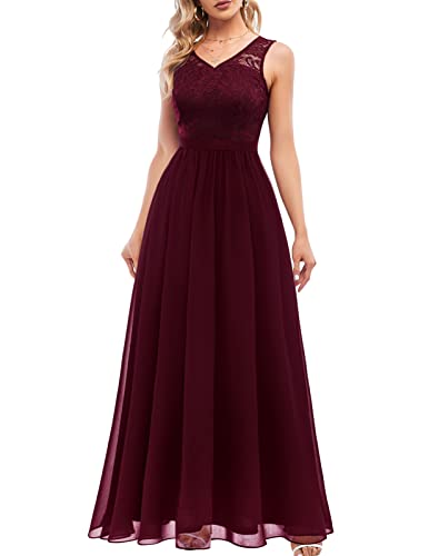 DRESSTELLS Damen Abendkleid Bodenlang Elegant für Hochzeit Chiffon...
