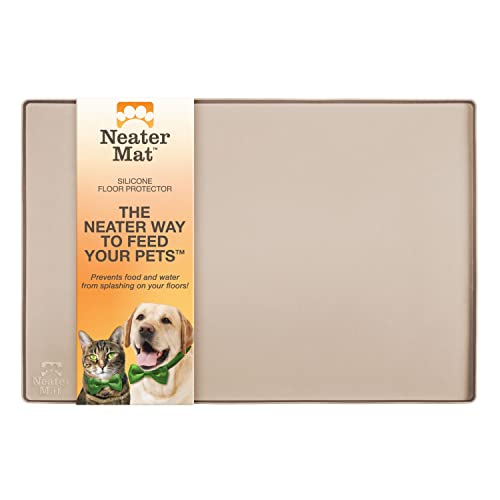 Image of Neater Pet Brands Neater Mat - Waterproof Silicone Pet Bowls Mat - Protect Floors from Food & Water (24 inch x 16 inch, Cappuccino)