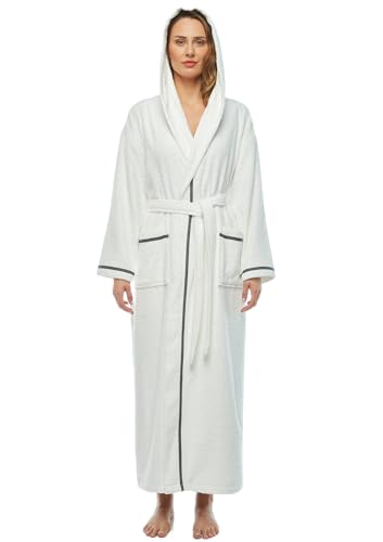 Arus Women's Hooded Classic Bathrobe Turkish Cotton Robe with Full Length Options