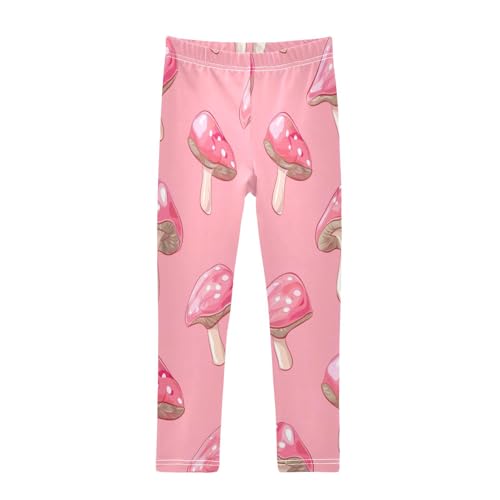 Bolaz Toddler Girls Leggings Printed Yoga Pants Leggings Pink Mushroom for Kids
