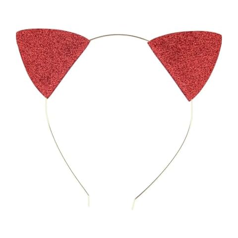 Koolgil Girl's Cute Fashion Glitter Cat Ears Headband Kitten Ears Hairband for Halloween Cosplay Party Travel Photography (Red) Cover